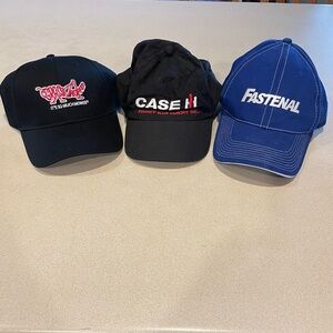 Lot of 3 hats caps Case IH, Grasshopper, Fastenal NASCAR #60 Carl Edwards